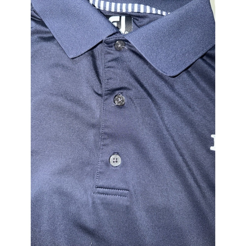 Footjoy Polo Men's M Athletic Fit FJ Golf Solid Navy Collar Drirelease - Picture 5 of 10